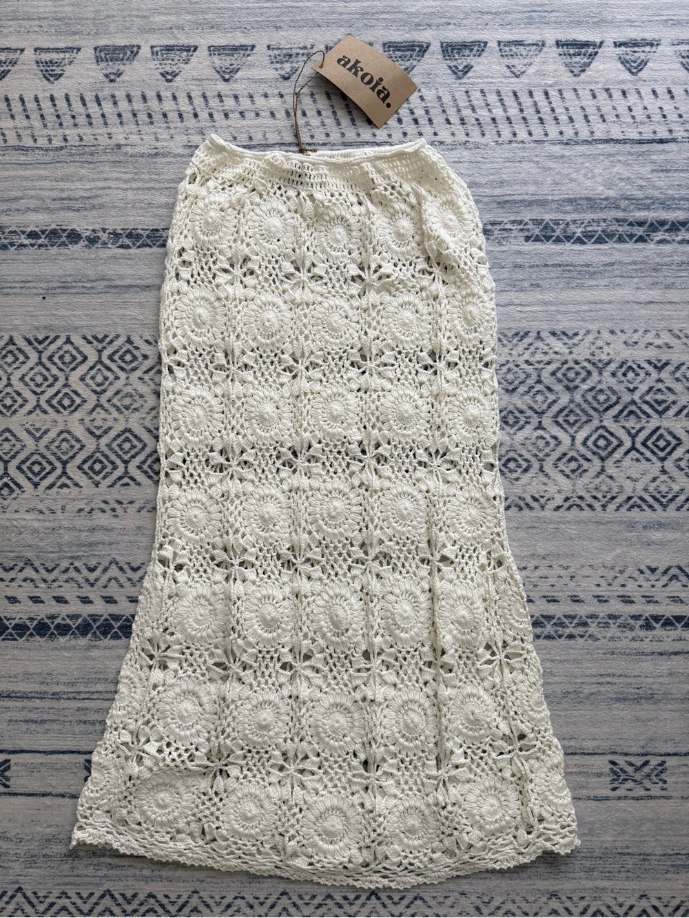 Akoia. Crochet Maxi Skirt in Cream